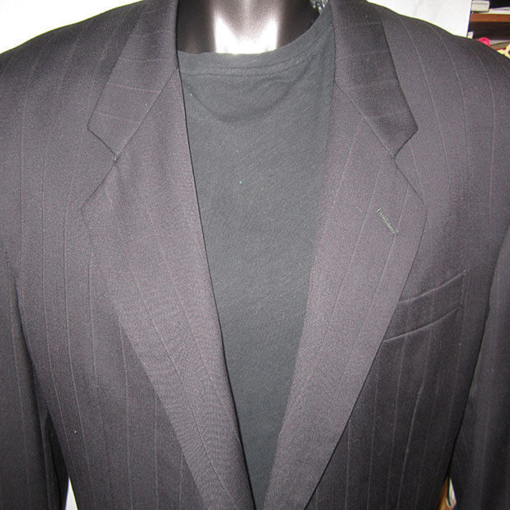 suit black pin striped coat slacks vitorufolo 2 pc - Picture 4 of 9